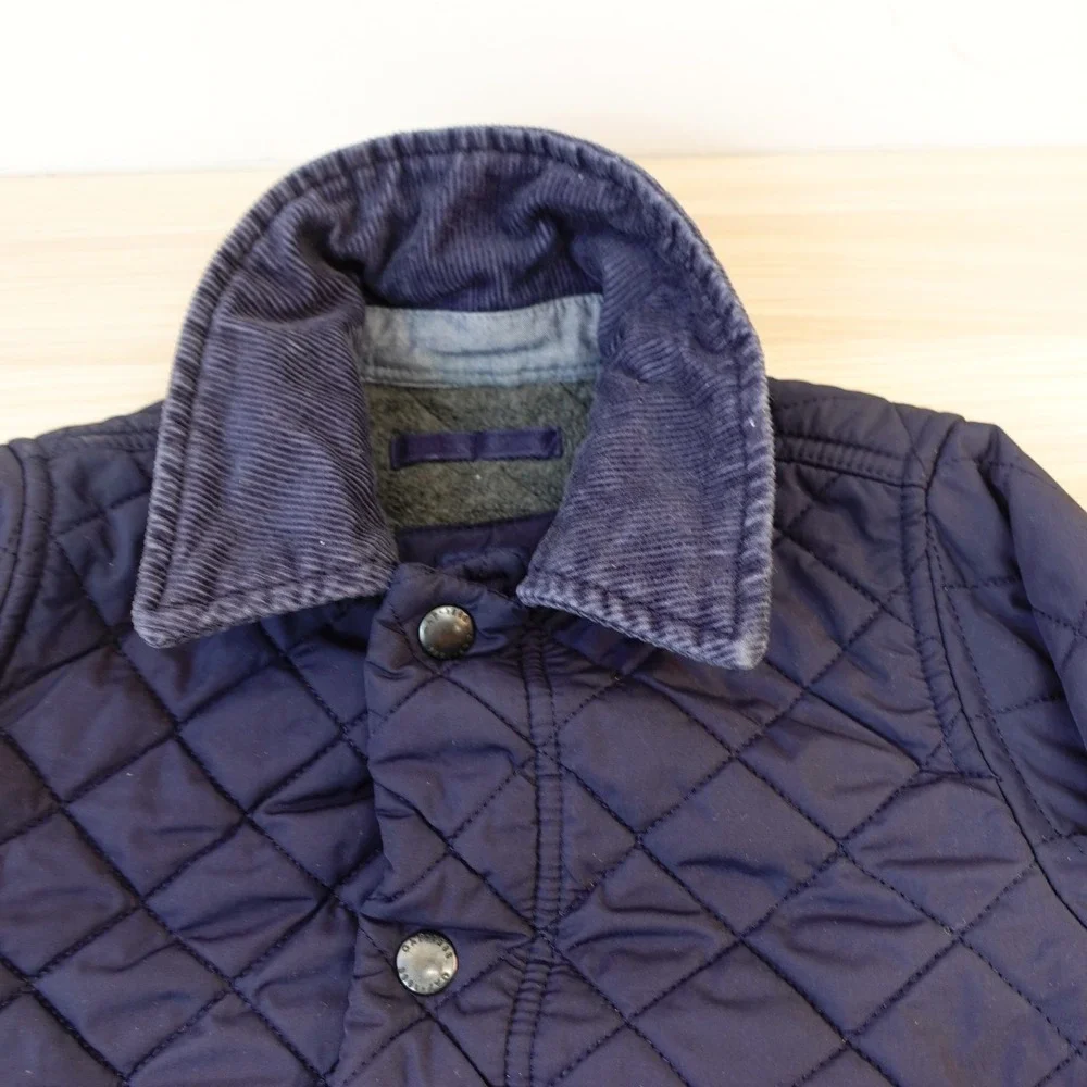 Quilted Barn Jacket Boys 18 24M Navy Blue BABY GAP Corduroy Collar‎ Snap Fleece